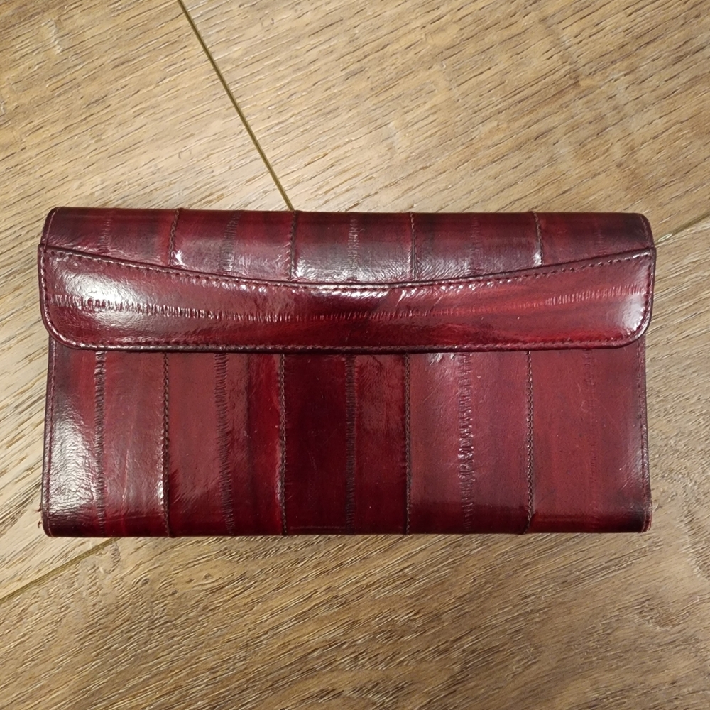 Vintage Eel Skin Wallet Burgundy Classic